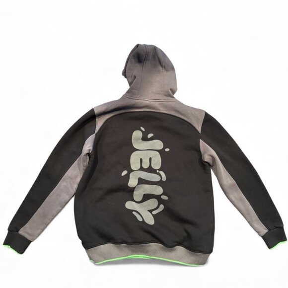 Jelly Official Hoodie Black/Gray Neon Green Tag Medium but S See Measurement - Picture 2 of 5